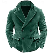 cheap Men&#039;s Classic Blazers-Men&#039;s Corduroy Jacket Corduroy Blazer Business Cocktail Party Wedding Party Fashion Casual Fall / Winter Polyester Corduroy Plain Button Pocket Comfortable Double Breasted Blazer Blue khaki Army Green