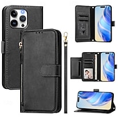 Недорогие Чехлы для iPhone-Чехол для iPhone 16 Pro Max Plus iPhone 15 Pro Max Plus iPhone 14 13 12 11 Pro Max Plus X XR XS бумажник с подставкой молния полная защита тела ретро TPU PU кожа