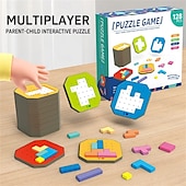 ieftine Papetărie-3d desktop creativ joc puzzle din lemn pentru copii tangram jucării matematice blocuri de construcție table joc cu formă de culoare jucării educaționale timpurii