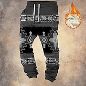 cheap Sweatpants-Men&#039;s Tribal Cowboy Fleece Sweatpants Drawstring Elastic Waist Vintage Casual Outdoor Home Dailywear Pocket Thermal Winter 3D Print Black Navy Blue Brown