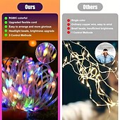 tanie Zasilane przez USB-20m 200 diod LED USB Bluetooth RGB łańcuch świetlny z punktem sterowania, zmieniający kolor łańcuch świąteczny dekoracja okna do samodzielnego montażu scena świąteczna i świąteczne oświetlenie
