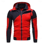 economico felpe con cappuccio da uomo di base-Per uomo Felpa con cappuccio a zip intera Giacca con Cappuccio Felpa con cappuccio e zip Felpe con cappuccio e zip Nero Bianco Rosso Blu Con Cappuccio Blocco di colori Con zip Cerniera Tasca Sport