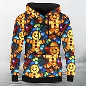 abordables sweats à capuche 3d pour hommes-Noël Homme Chaque Sweat à capuche Sweats à capuche Sweatshirt Mode manche longue À capuche Noël Jaune Avec Poches Impression 3D Automne Hiver Designer