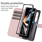 お買い得  サムスン用ケース-電話 ケース 用途 Zフォールド6 Z Fold 5 Z Fold 4 Z Fold 3 フリップカバー スタンド付き ジッパ－ リストストラップ付き レトロ風 TPU PUレザー