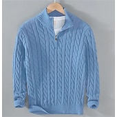 preiswerte Herrenpullover-Herren Pullover Pullover mit Viertelreißverschluss Strickpullover Gerippt Stricken Standard Strick Glatt Troyer Halber Reißverschluss Modisch Brautkleider schlicht Freizeitskleidung Verabredung