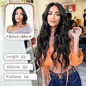 abordables Clip dans les extensions-Bouclé Clips Cheveux Synthétiques Longue Extension des cheveux A Clipser 4 pièces Résistant à la chaleur Femme