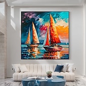 preiswerte Landschaftsgemälde-Segelboot-Ölgemälde, handgefertigt, abstraktes Segelboot-Kunstgemälde auf Leinwand, handgefertigtes nautisches Ölgemälde, große Segelschiff-Gemälde, Wandkunst, modernes Seestück-Gemälde für