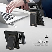 זול תיק טלפון אחר-טלפון מגן עבור Pixel 9 Pro Pixel 9 Pro XL Pixel 8 Pro Pixel 8 Pixel 7 Pixel 7 Pro Pixel 6 Pixel 6 Pro כיסוי אחורי עם מעמד ניתן לניתוק מגנטי רטרו TPU PC עור PU