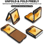 お買い得  サムスン用ケース-電話 ケース 用途 Zフリップ6 Z Flip 5 Z Flip 4 バックカバー スタンド付き 磁石バックル ワイヤレス充電をサポート レトロ風 TPU PUレザー