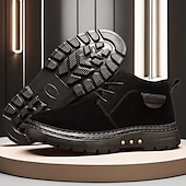 abordables Botas de invierno y nieve-Botines de ante sintético marrón para hombre con forro de felpa cálido y suela antideslizante, ideales para usar al aire libre en invierno.