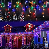 cheap Solar String Lights-10M 400Leds Solar Icecle Curtain String Lights Christmas Outdoor Courtyard Garden Eaves Fence Stairs Festive Atmosphere Decorative Light String