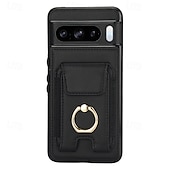 お買い得  その他のスマホケース-電話 ケース 用途 ピクセル9プロ ピクセル9プロXL Pixel 8 Pro Pixel 8 ピクセル9 バックカバー バンカーリング カード挿入口 耐衝撃 レトロ風 TPU PUレザー