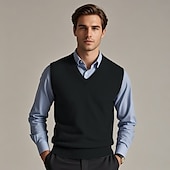 preiswerte Herren Pullover Weste-Herren Pullunder Pullover Kleid Pullover Weste Strickpullover Gerippt Stricken Standard Strick Glatt V Ausschnitt Modisch Brautkleider schlicht Freizeitskleidung Verabredung Bekleidung Herbst Winter