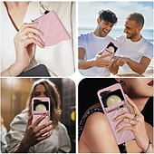 economico Cover Samsung-telefono Custodia Per Capovolgi Z 6 Z Flip 5 Z Flip 4 Z Flip 3 Per retro con cordino Slot per schede Fibbia ad anello Retrò TPU pelle sintetica