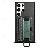 Недорогие Чехлы для Samsung-телефон Кейс для Назначение S24 S24 Ultra Plus S23 Ultra Plus S23 S22 S22 Плюс Ультра S25 Ультра Кейс на заднюю панель со стендом с ремешком на запястье Разъем для карты Ретро ТПУ ПК Кожа PU
