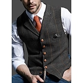 economico Abiti casual-Per uomo Retrò vintage Gilè A spina di pesce Taglio sartoriale Dentellato Monopetto - più bottoni Blu Verde Cachi 2023