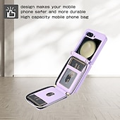 זול מארז סמסונג-טלפון מגן עבור Z Flip 6 Z Flip 5 Z Flip 4 Z Flip 3 כיסוי אחורי עם מעמד רוכסן חריץ לכרטיס רטרו TPU עור PU