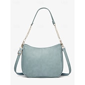 ieftine Genți Totes-geantă de umăr din piele artificială maro de damă cu curea de lanț auriu – crossbody elegant și casual pentru zi cu zi și lucru