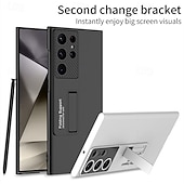 cheap Samsung Cases-Phone Case For Samsung Galaxy S24 Ultra S23 Ultra S22 Ultra S25 Ultra Back Cover with Stand Holder Support Wireless Charging Shockproof PC