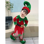 billige Barn Kostymer-Alv Drakter Julkjole Alvekostyme Cosplay Kostumer Gutt Jente Jul Spesiell Barne Jul Karneval Maskerade Jul Fest Topp Bukser Hatt