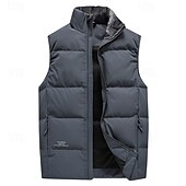 abordables Gilets-Homme Gilet en duvet Quotidien Occasionnel Printemps &amp; Automne Avec Poches Polyester Confortable Couleur Unie Fermeture éclair Col montant Noir Rose Claire Rouge Violet Gilet