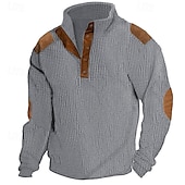 cheap Casual Henley Tee-Men&#039;s T shirt Tee Waffle Shirt Tee Top Color Block Henley Street Vacation Long Sleeve Clothing Apparel Fashion Designer Basic