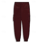 お買い得  カーゴパンツ-男性用 カーゴパンツ ズボン ドローストリング 弾性ウエスト マルチポケット 平織り 高通気性 屋外 全長 カジュアル 日常 カジュアル ミリタリー アーミーグリーン ブラック マイクロエラスティック