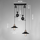 cheap Pendant Lights-Iron Indoor Island Pulley Chandelier Retro Pendant Light Finish with Highlights Metallic Interior Ceiling Hanging Lamp