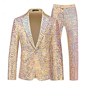 billiga Outfits-Disko 80-talet Byxa Kläder Kostymer och kavajer Disk Paljetter Ensfärgat Herr Karnevalsdräkt Maskerad Prestanda Fest Nattklubb Vuxna Kappa Byxor