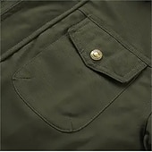 tanie Kurtki cargo-Męskie Kurtka polarowa Kurtka cargo Codzienny Urlop Keep Warm Kieszeń Polar Jesień i zima Równina Moda Moda miejska Kołnierz stawiany Regularny Czarny Khaki Zieleń wojskowa Kurtki