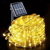 economico Striscie luci ad energia solare-7m-50leds/12m-100leds/22m-200leds lampada solare per esterni natalizia cortile balcone recinzione scala atmosfera festosa stringa di luci decorative