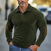 abordables Polo clásico para hombre-Hombre Camisa de Pana Casual Deportes Diseño Manga Larga Moda Básico Bloque de color Retazos Botón Primavera Otoño invierno Ajuste regular Ejército verde Té Azul marinero Gris Camisa de Pana
