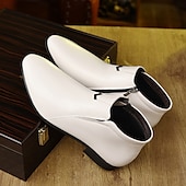 tanie Ubierz buty-męskie botki ze skóry ekologicznej z zamkiem błyskawicznym z boku - eleganckie, formalne buty do biura i na specjalne okazje
