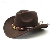 abordables Chapeau Fedora-Homme Chapeau du Kentucky Derby Chapeau de Soleil Chapeau de Cowboy Chapeau Fedora Trilby Noir Rouge Laineux Le style rétro Mode 18ème Siècle État du Texas Quotidien Le thème de la fête Couleur Unie