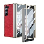 Недорогие Чехлы для Samsung-телефон Кейс для Назначение SSamsung Galaxy Z-сгиб 6 Z Fold 5 Z Fold 4 Z Fold 3 Кейс на заднюю панель и протектор экрана Защита от удара ПК Кожа PU