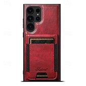 Недорогие Чехлы для Samsung-телефон Кейс для Назначение S24 S24 Ultra Plus S23 Ultra Plus S23 S22 S22 Плюс Ультра S25 Ультра Кейс на заднюю панель со стендом Съемный Магнитный Ретро ТПУ ПК Кожа PU