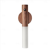cheap Cabinet Light-Nordic Wood Wall Lamp, 360° Rotating Dimmable Wall Sconce with Touchable Magnetic Cordless Mount for Bedroom &amp; Reading