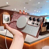 abordables Carcasas Samsung-teléfono Funda Para S24 S24 Ultra Plus S24 FE S23 S22 S21 S20 Ultra Plus FE S25 Ultra Funda Trasera Magnética Soporte de carga inalámbrica Antigolpes Retro Enchapado