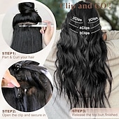 abordables Clip dans les extensions-Bouclé Clips Cheveux Synthétiques Longue Extension des cheveux A Clipser 4 pièces Résistant à la chaleur Femme