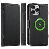 Недорогие Чехлы для iPhone-телефон Кейс для Назначение iPhone 16 Про Макс Плюс Айфон 15 Про Макс Плюс iPhone 14 13 12 Pro Max Plus Кейс на заднюю панель со стендом Магнитный Поддержка беспроводной зарядки Ретро ТПУ Кожа PU