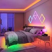 Недорогие Умный ночной свет-RGB светодиодные умные светильники игровые линии света Bluetooth приложение музыкальная синхронизация домашнего стенового креативного освещения световые панели с 24-кнопочным RF пультом управления