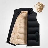 levne Pánská péřová vesta-Pánské Puffer Vesta Denní Na běžné nošení Jaro &amp; podzim Kapsy Polyester Pohodlné Pevná barva Zip Stojáček Běžný Černá Rubínově červená Tmavomodrá Vesta