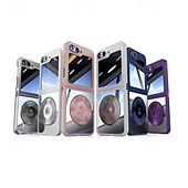 levne Pouzdra pro Samsung-telefon Carcasă Pro Z Flip 7 Z Flip 6 Z Flip 5 Zadní kryt se stojánkem Nárazuvzdorné Retro TPU PC