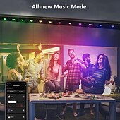 זול מופעל באמצעות USB-ממשק usb שחור גג גג קבוע, LED מחרוזת אורות נצח 49ft 50 לדים עם אפליקציית bluetooth עם בקר מפתח ir44 rgbic אור אינטליגנטי ip65 גג עמיד למים חג חג המולד בחוץ