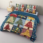 baratos Quarto de Natal-Papai Noel 100% algodão conjunto de edredom de Natal completo 3 peças roupa de cama de Natal para crianças - colcha de Natal macia e aconchegante com fronhas