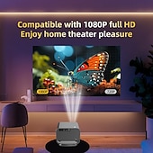 abordables Proyectores-Proyector mini inteligente p20pro de 3500 lúmenes, 5g, banda dual, wifi, bluetooth 5.1, hd, 1080p, led, android 13, corrección automática