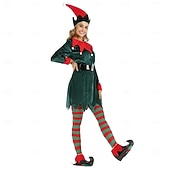 billiga Vuxna juldräkter-Alf Kläder Finkostym Julkostym Herr Dam Jul Nyår julafton Cosplay kostym Vuxen Fest Jul Topp Skärp Strumpor Skor Hatt