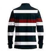 billiga Rugby Polo herrar-Herr Randig Rugby pikétröjor Långärmad Polotröjor Krage Business Casual Formell Utomhus Gata Vardag Knappar 3D-utskrift Vår Höst Vinter Rubinrött Blå Purpur