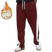 baratos Calças Desportivas-Homens Corredor Calças de moletom de lã Cintura elástica com cordão Dia a Dia Bolsos Calças de perna reta Térmica Inverno Impressão 3D Preto Vinho Azul