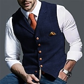 economico Abiti casual-Per uomo Retrò vintage Gilè A spina di pesce Taglio sartoriale Dentellato Monopetto - più bottoni Blu Verde Cachi 2023